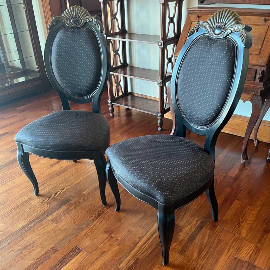 Black Armless Chairs For Vanity or Desk (Set of Two)