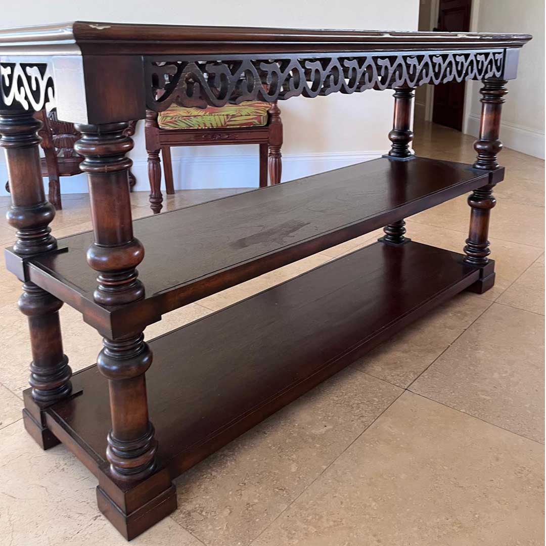 Carved Wood Sideboard or Buffet Table with Shelves