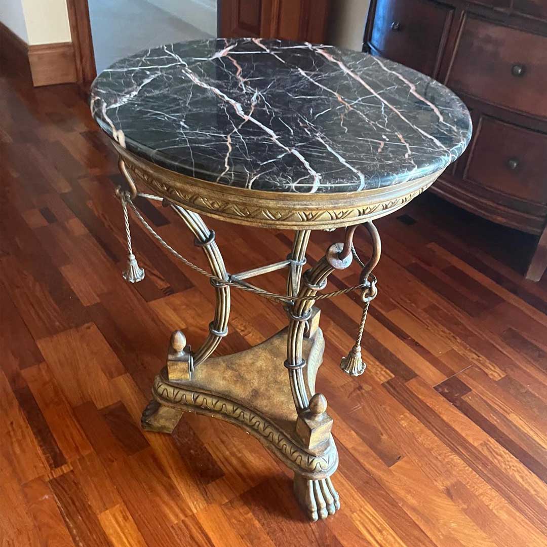 Italian Marble Round Top Side Table