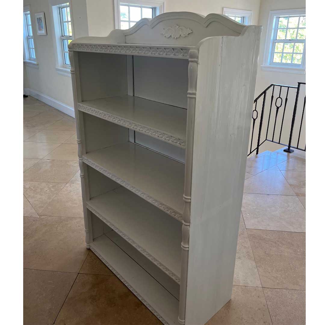 White Solid Wood Bookshelf 4 Tier